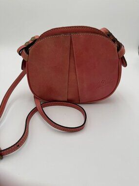 Patricia Nash Pink Italian Leather Small Crossbody Bag Adjustable Strap Zipper C